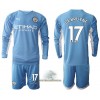 Officiële Voetbalshirt + Korte Broek Manchester City Kevin De Bruyne 17 Thuis 2021-22 Lange Mouw - Kids